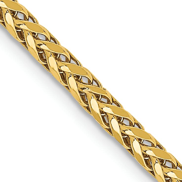14k Yellow Gold 2.5mm Diamond-Cut Wheat Link 18 Inch Chain