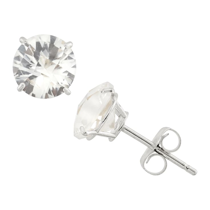 Lab Created White Sapphire Round 10K White Gold Stud Earrings, 2ctw