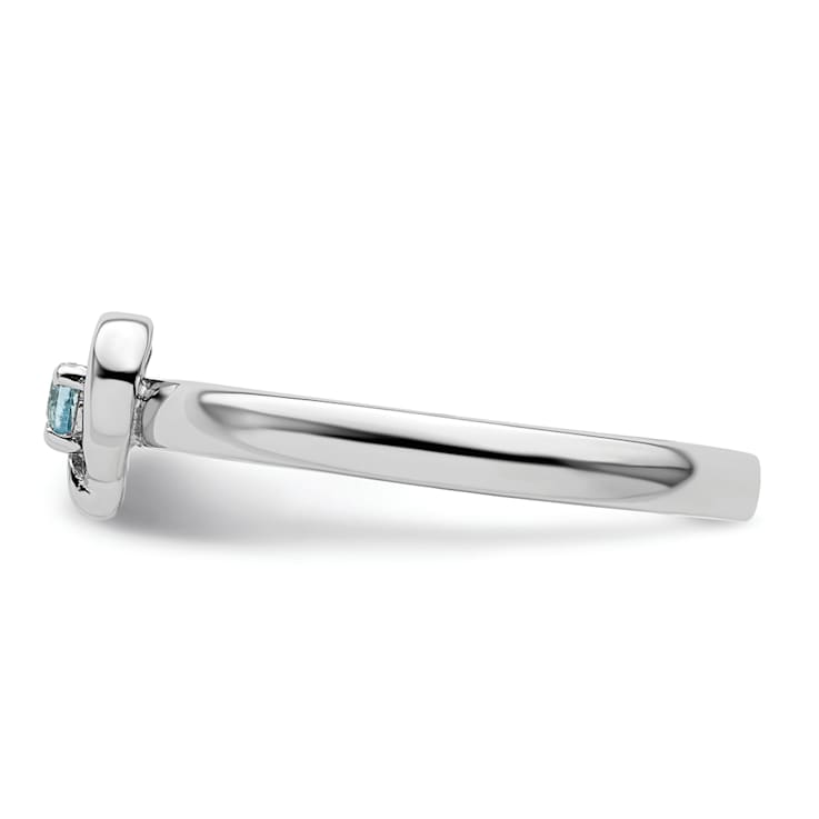 Sterling Silver Stackable Expressions Blue Topaz Heart Ring 0.08ctw