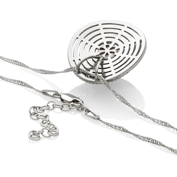 Sterling Silver Freshwater Pearl and Cubic Zirconia  Pendant with
Singapore Chain