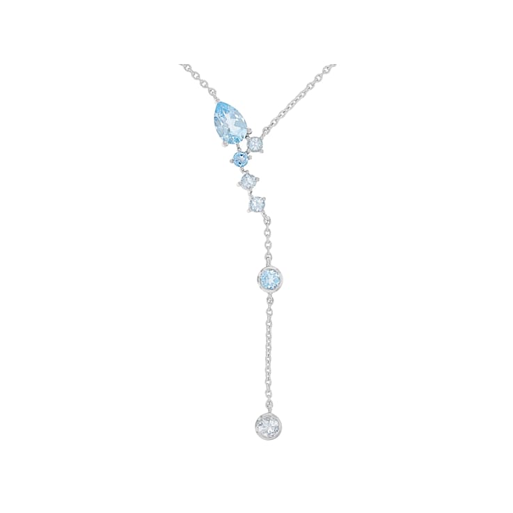 Multi-Blue Topaz And Aquamarine Pendant Necklace In Sterling Silver 2.55ctw