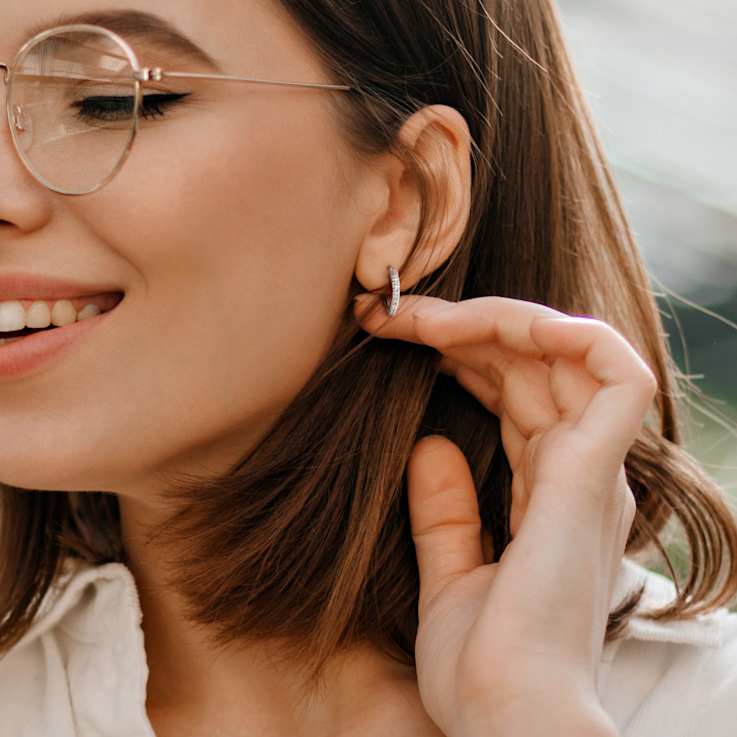 Diamond Heart Hoop Earrings in 10k White Gold