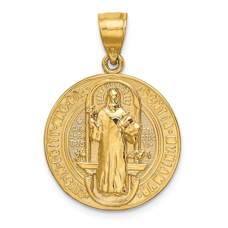 14K Yellow Gold San Benito 2 Sided Round Pendant