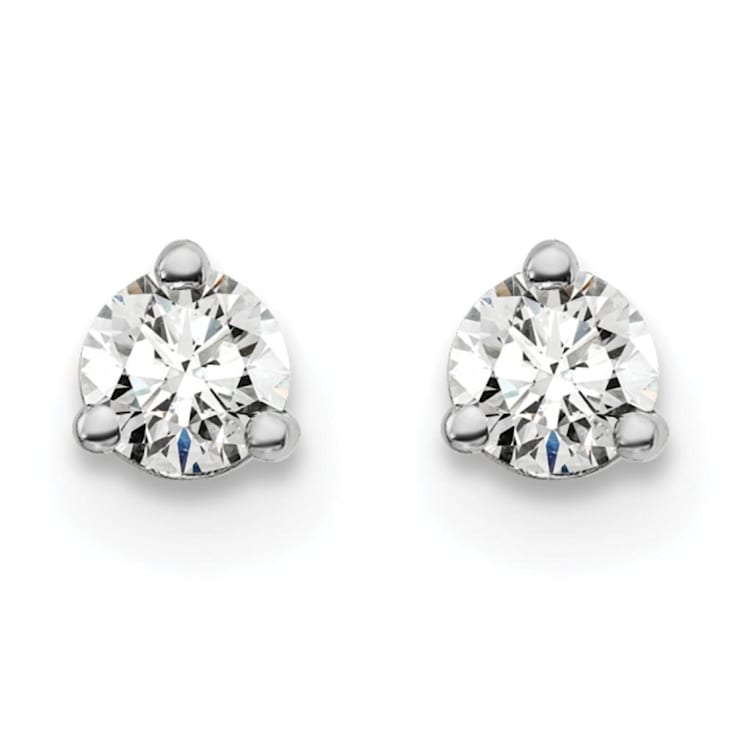 14K White Gold Lab Grown Diamond 1/5ctw VS/SI GH Screw Back 3-Prong Earrings