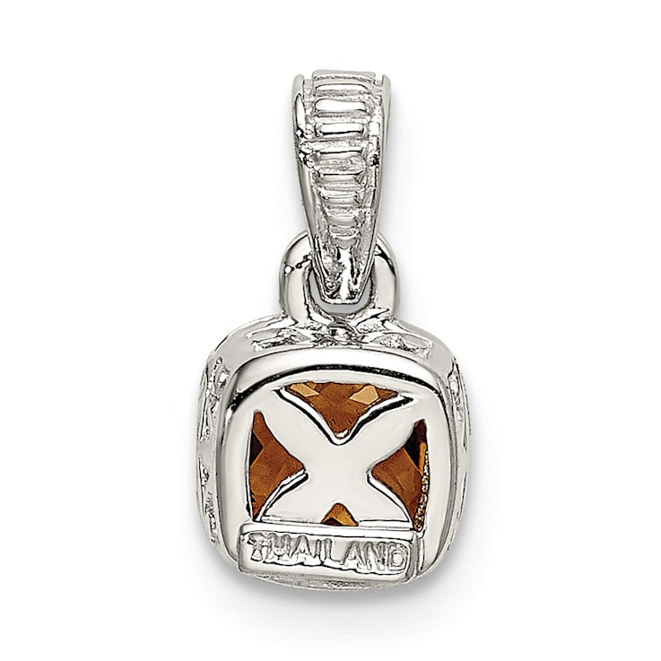 Rhodium Over Sterling Silver with 14k Accent Citrine Pendant