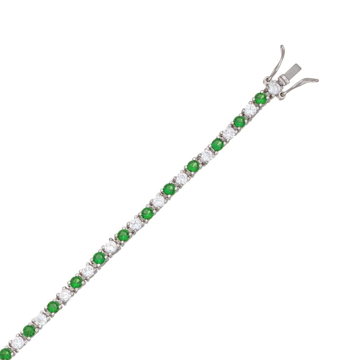Ruby Color CZ Tennis Bracelet In Sterling Silver