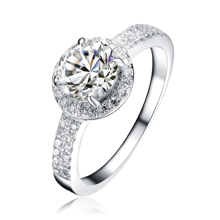 CZ Halo Engagement-Style Ring In Sterling Silver