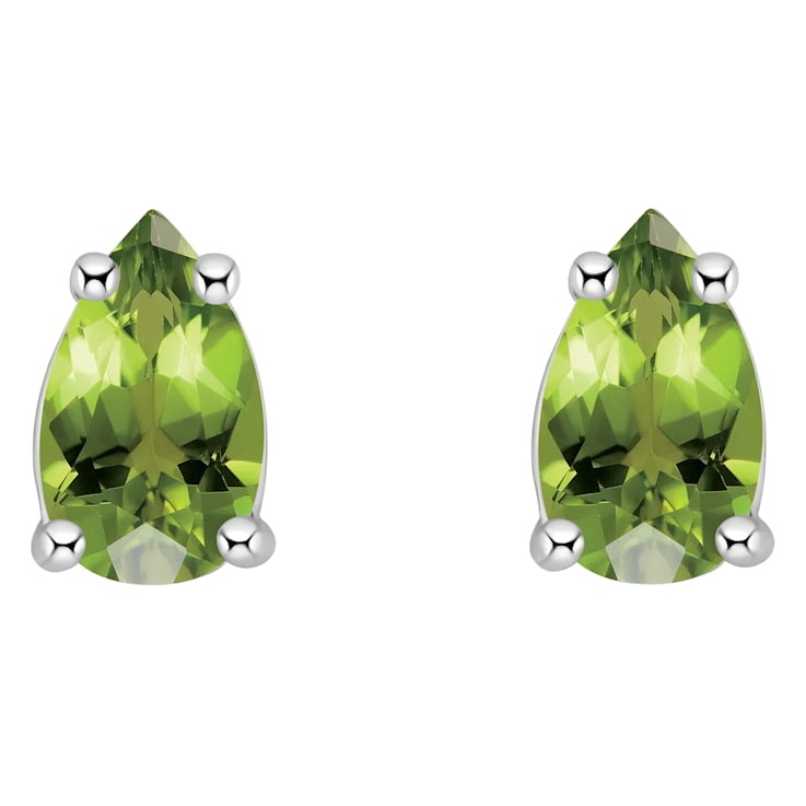 5x3mm Pear Shape Peridot 14k White Gold Stud Earrings