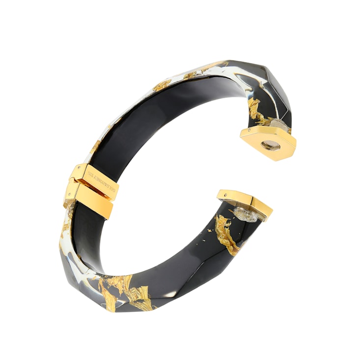 14K Yellow Gold Over Sterling Silver Thin Faceted Acrylic