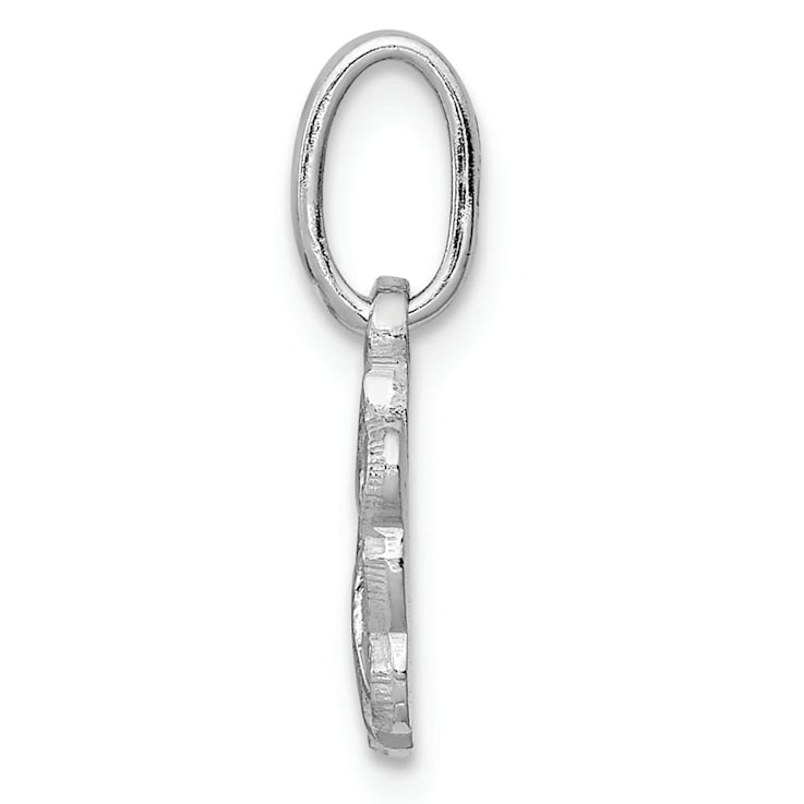 Rhodium Over Sterling Silver Pink Enameled Butterfly Children's Pendant