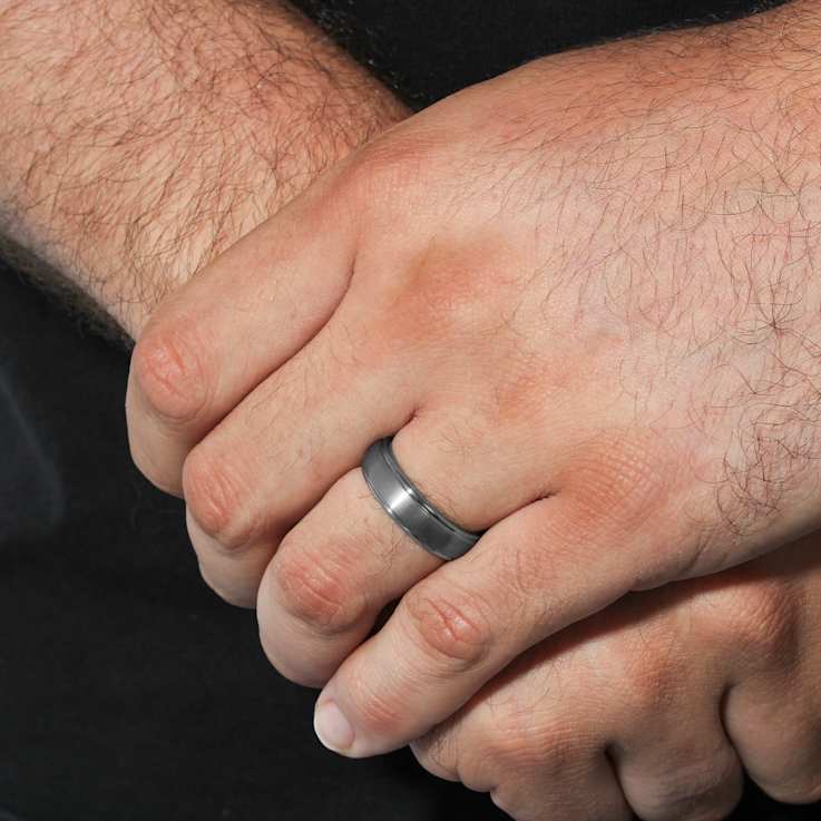 Robert Alton Men's Brushed 7mm Band Ring In Tungsten