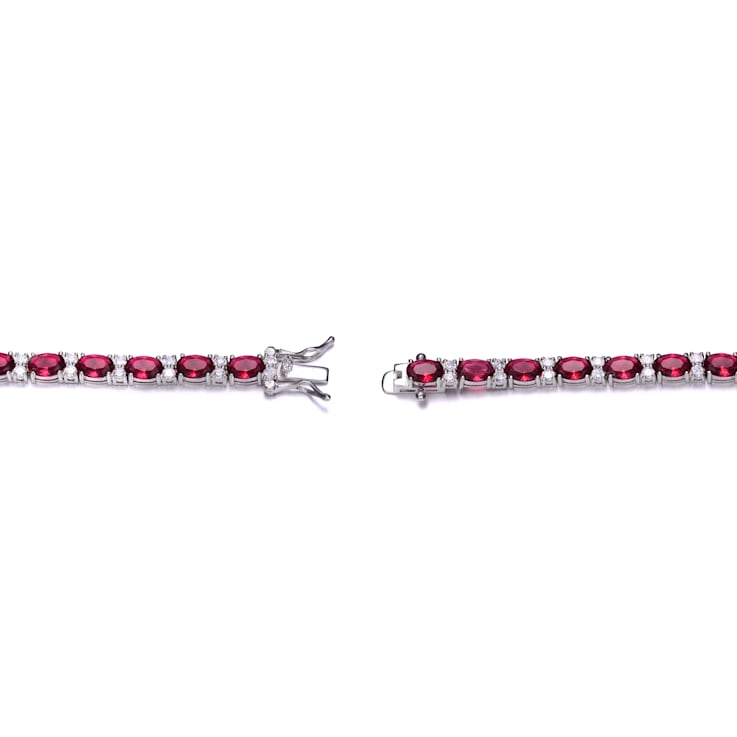 Ruby Color CZ Tennis Bracelet In Sterling Silver
