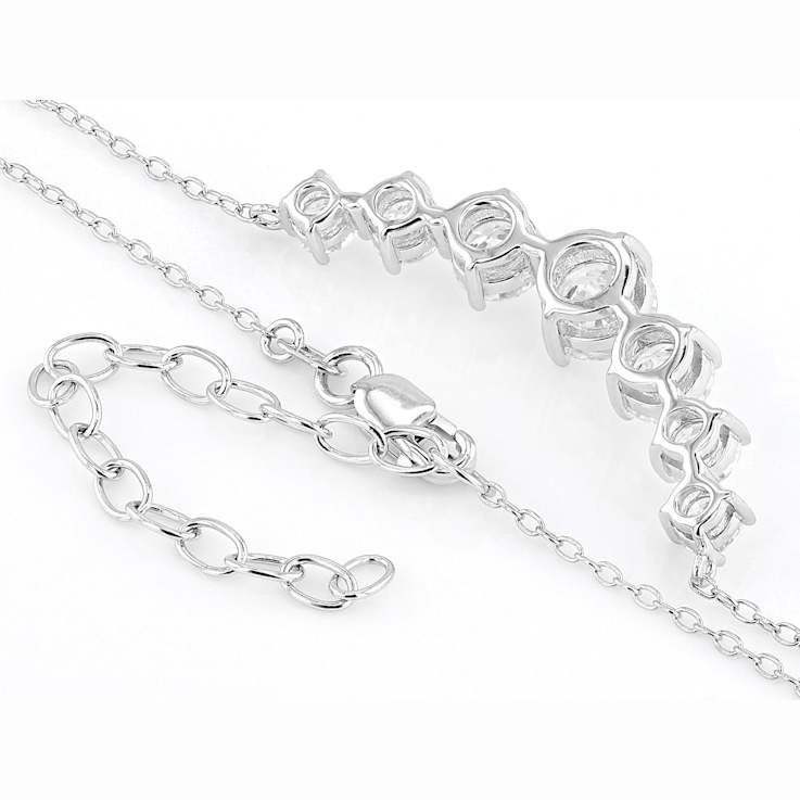 Graduated Moissanite Necklace In Platinum-Enhanced Sterling Silver