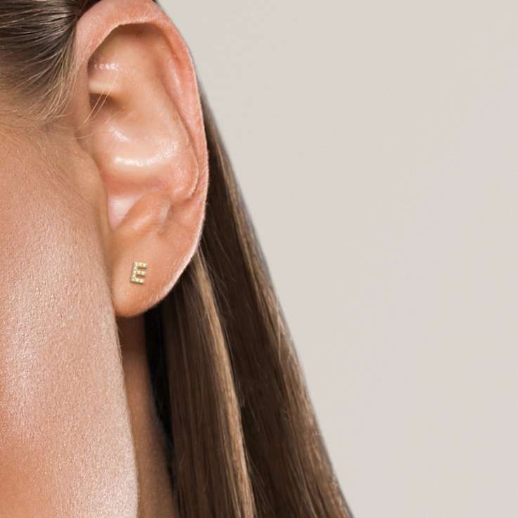 14k Yellow Gold Initial Earrings -E