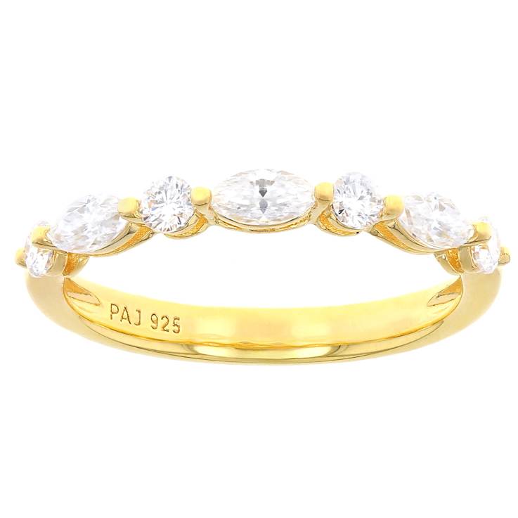 Moissanite Band Ring In 14K Gold Over Sterling Silver