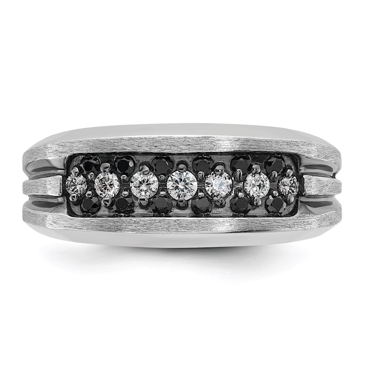 Rhodium Over 10K White Gold Men's Black and White Diamond Ring With
Black Rhodium 0.55ctw