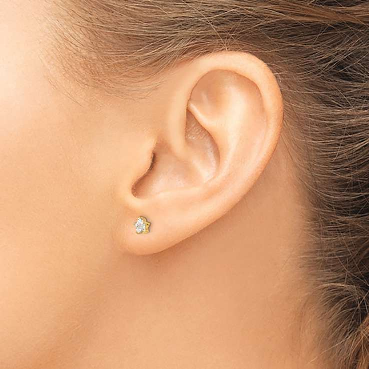 14k Yellow Gold Children's Cubic Zirconia 4mm Star Stud Earrings