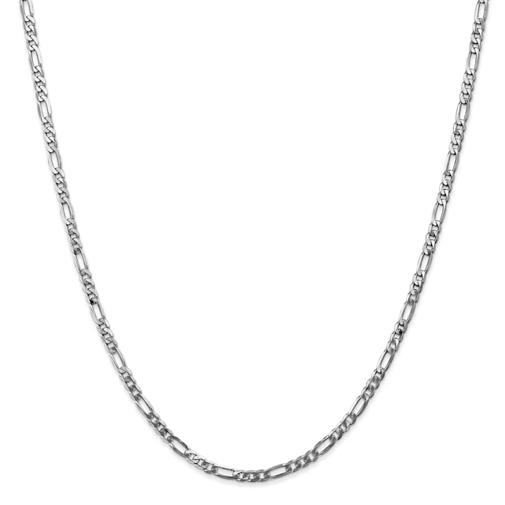 14K White Gold 3mm Flat Figaro Chain Necklace
