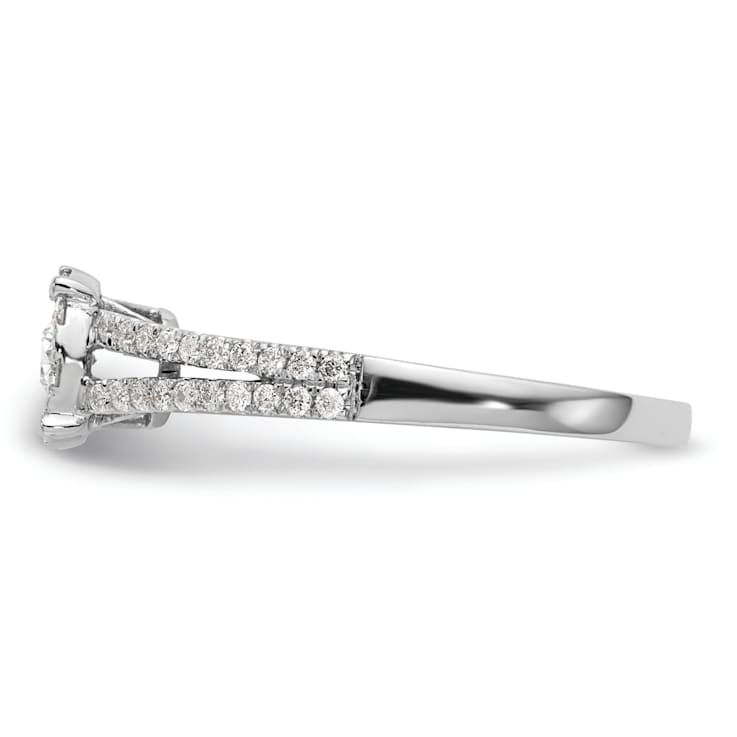 Rhodium Over 14K White Gold Diamond Cluster Engagement Ring 0.47ctw