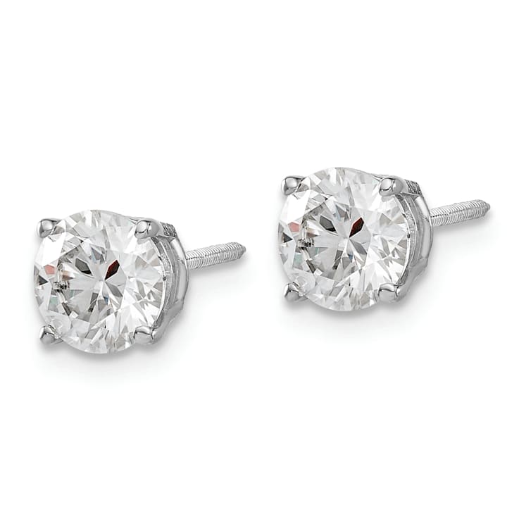 Rhodium Over 14K White Gold 1.75ct. 6.0mm Round G H I True Light
Moissanite Screwback Earrings