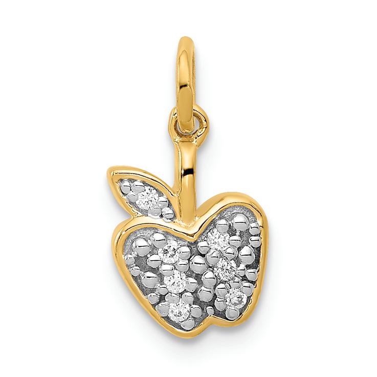 14K Two-tone Gold  Diamond Apple Charm