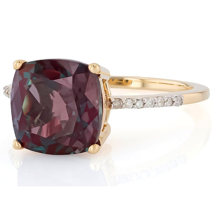 Lab-Created Blue Alexandrite Solitaire Ring In 10K Gold