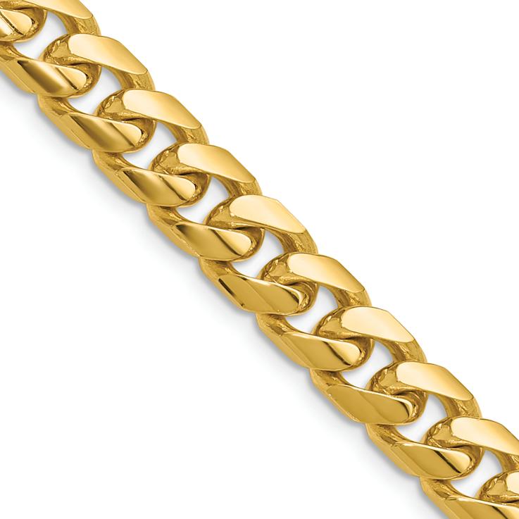 14k Yellow Gold 8mm Solid Miami Cuban 22 Inch Chain