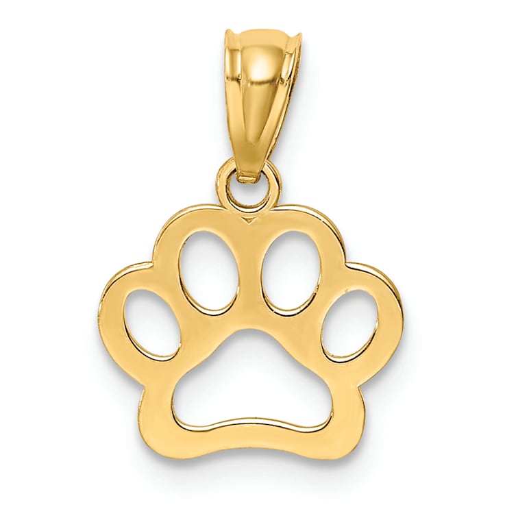 14K Yellow Gold Dog Paw Pendant