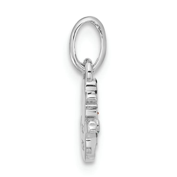 Rhodium Over Sterling Silver Multi-color Enamel Snowman Children's Pendant