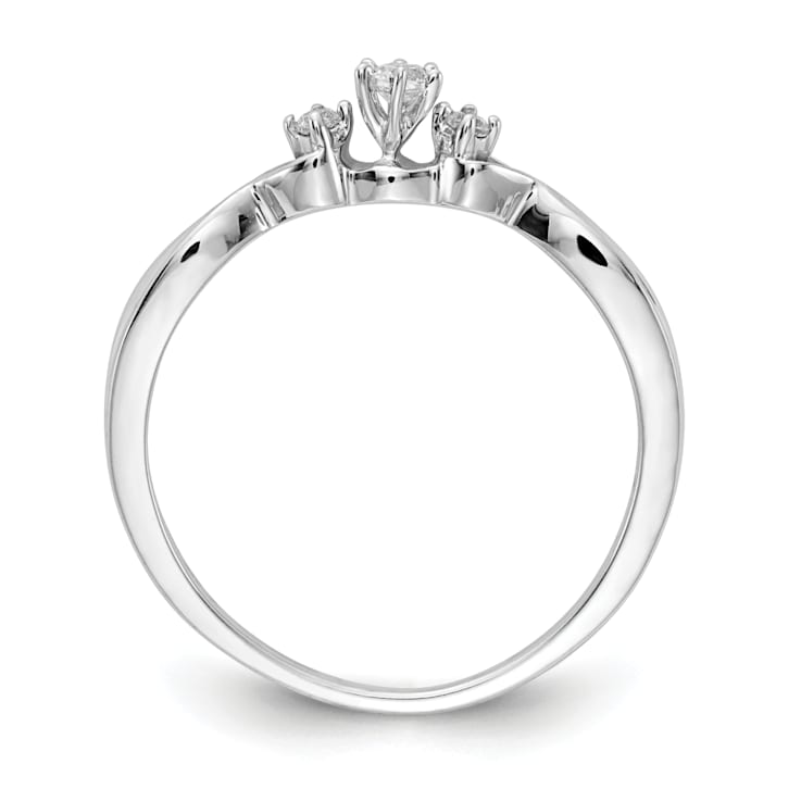 Rhodium Over 14K White Gold Lab Grown Diamond 3-Stone Complete Petite
Engagement Ring 0.1ctw