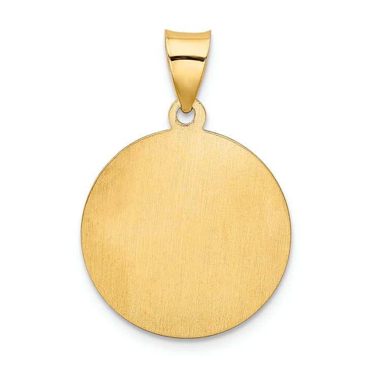 14K Yellow Gold Confirmation Medal Hollow Round Pendant