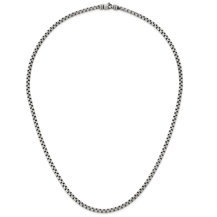 Sterling Silver Antiqued and Satin 3.2mm Box 16 Inch Chain