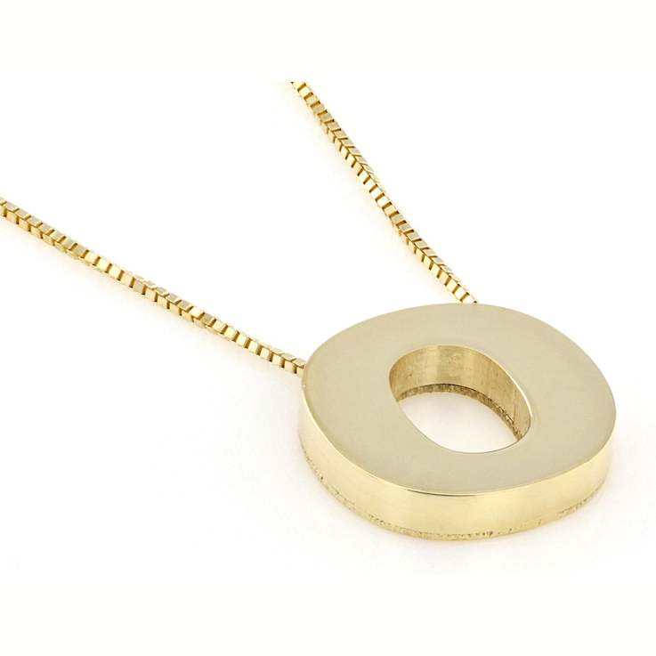 Block Letter O Initial Necklace In 10K Yellow Gold