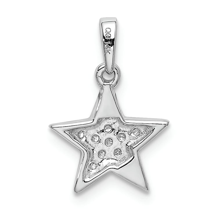 Rhodium Over 14k White Gold Diamond Star Pendant