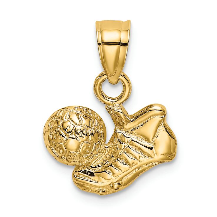 14k Yellow Gold Textured Soccer Ball with Shoe Charm