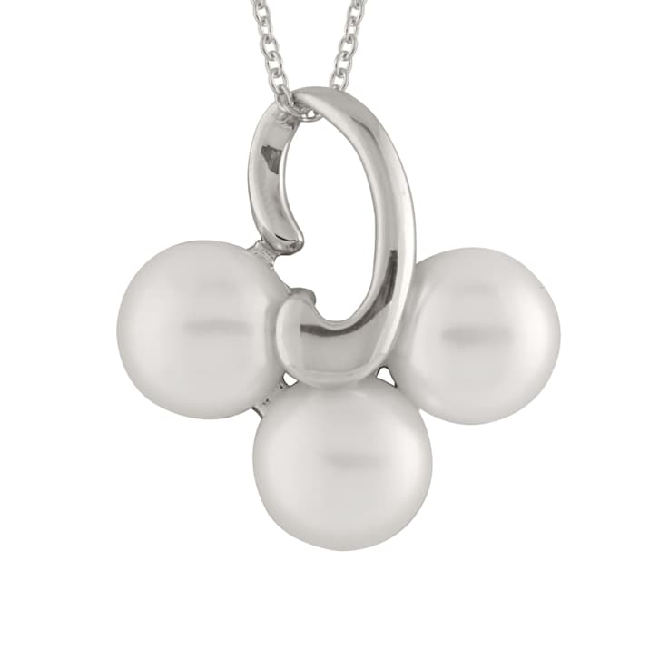 9-10mm Button White Cultured Freshwater Pearl Rhodium Over Sterling
Silver Pendant