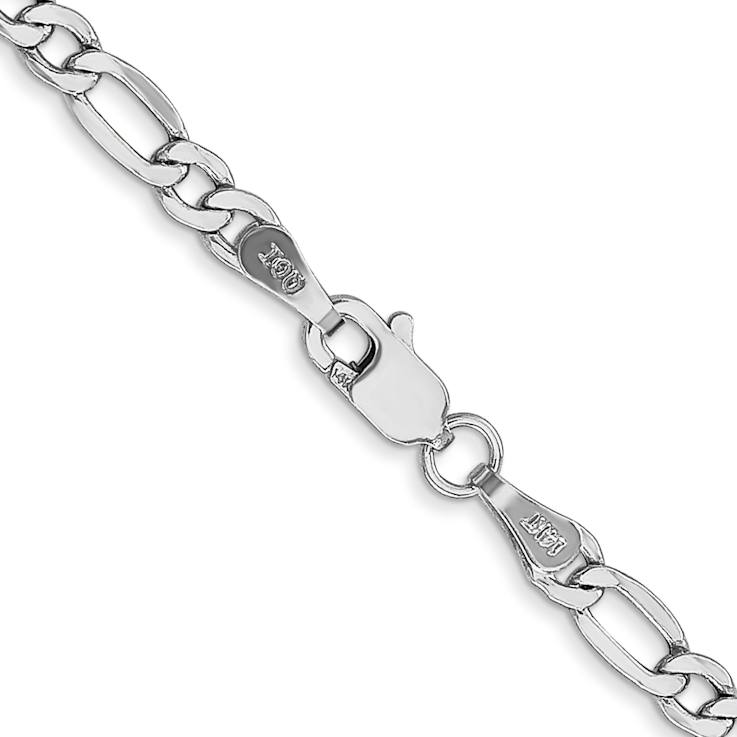 Rhodium Over 14k White Gold 3.5mm Figaro Link 18 Inch Chain