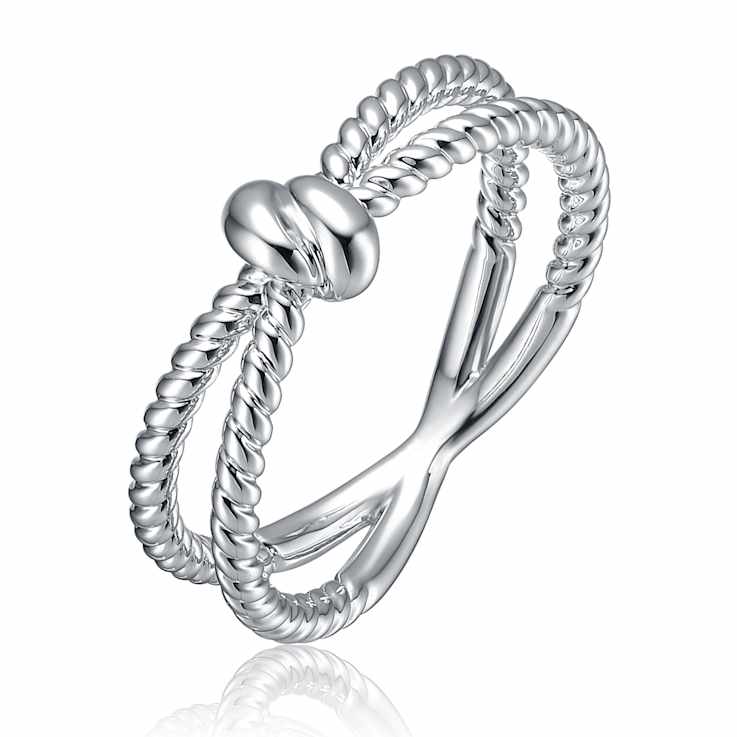 Infinity CZ Pave Band Ring In Rhodium Over Brass