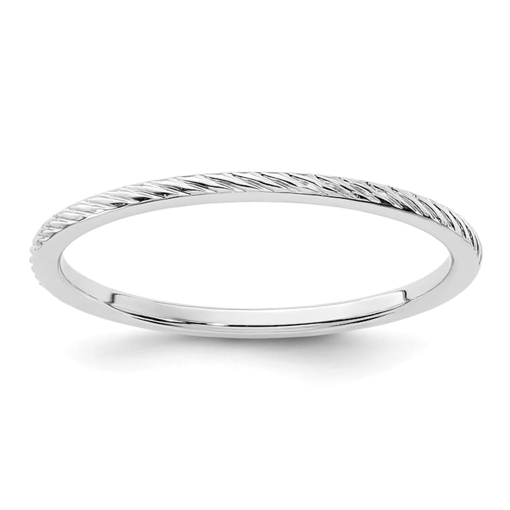 14K White Gold 1.2mm Twisted Wire Pattern Stackable Expressions Band