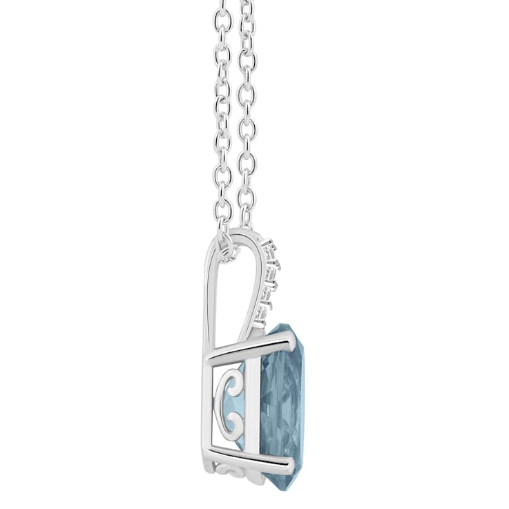 10x8mm Oval Sky Blue Topaz With Diamond Accents Rhodium Over Sterling
Silver Pendant with Chain