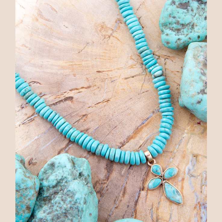 Barse Magnesite Cross Pendant Necklace In Bronze