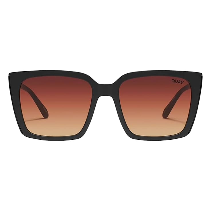 QUAY "FRONT COVER" Matte Black Square Frame / Brown Yellow
Lenses Sunglasses