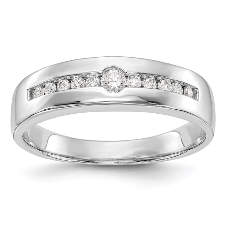 Rhodium Over 14K White Gold Lab Grown Diamond SI1/SI2, G H I, Men's Band