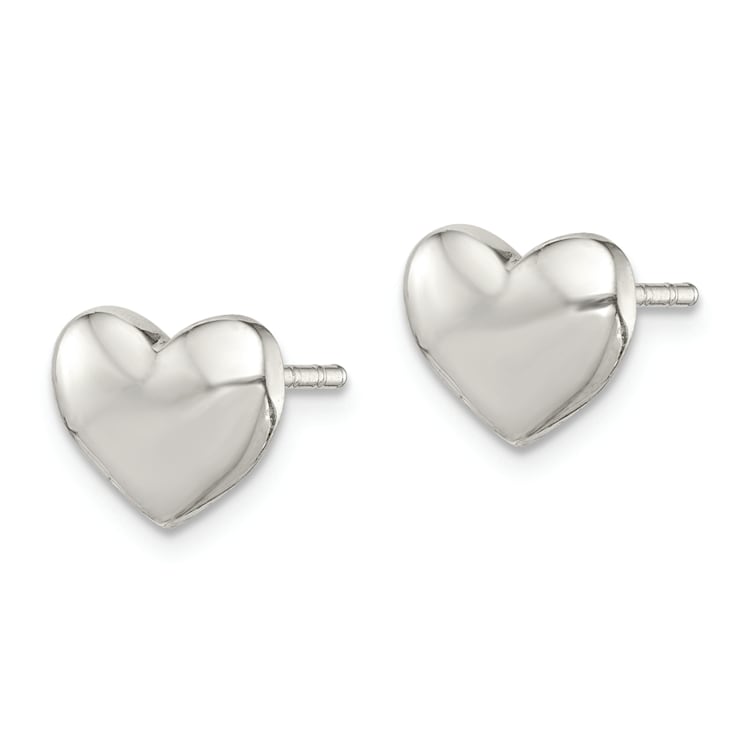 Sterling Silver Polished Heart Post Earrings