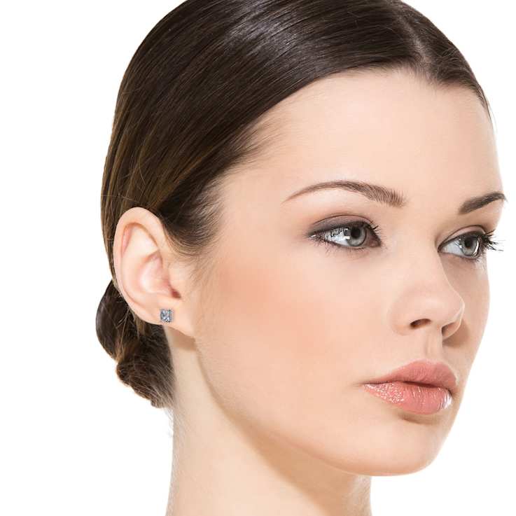 Princess-Cut CZ Stud Earrings In Sterling Silver