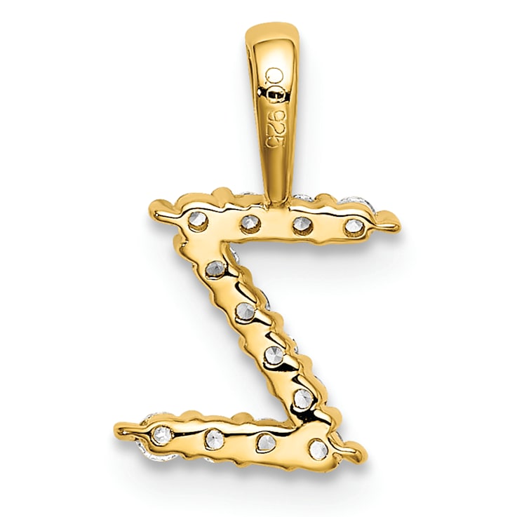 14K Yellow Gold Lab Grown Diamond Letter Z Initial Pendant