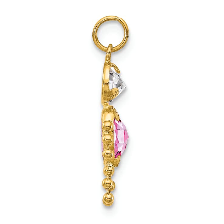 10k Yellow Gold Pink Simulant June Birthstone and Clear Cubic Zirconia
Boy Charm