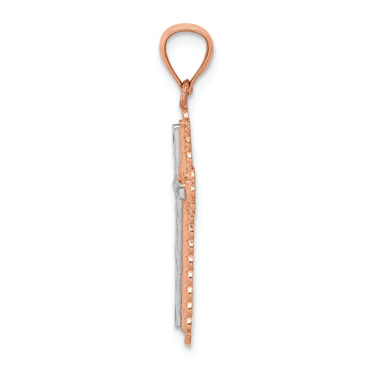 14k Two-tone Gold  Diamond-Cut Cross Pendant