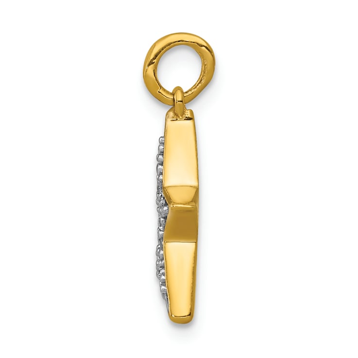 14K Two-tone Gold Diamond Star Charm