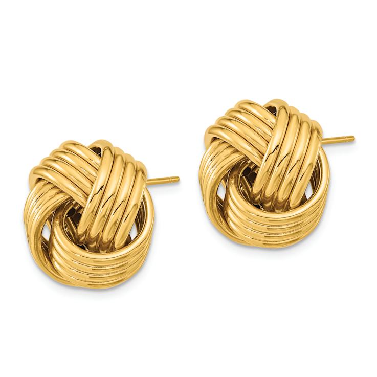 14k Yellow Gold Polished Love Knot Stud Earrings